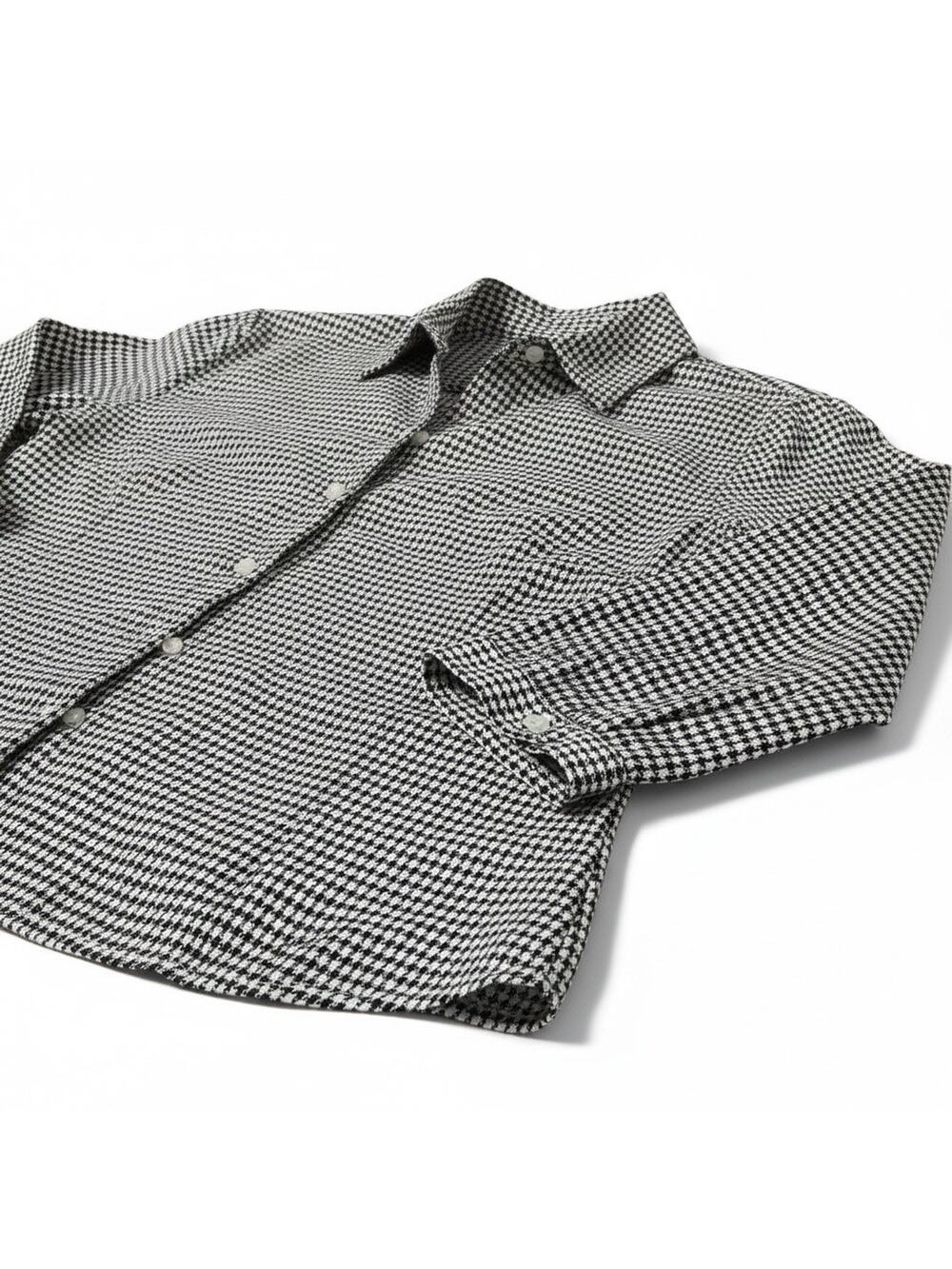 Vintage Talbots Houndstooth Button Front Shirt Womens Size 10 Black White Cotton